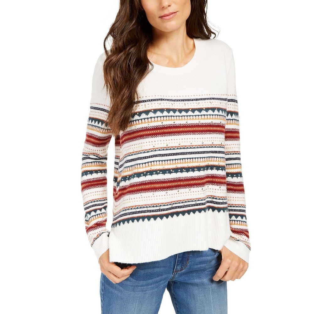 Style /& Co Women/'s Lurex Cowl-Neck Sweater White Size Extra Large